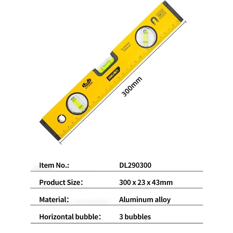 Deli High Precision Spirit Level Magnetic High Bearing Ruler Lever Bubbles Rustproof Horizontal Ruler Spirit Level Balance Ruler