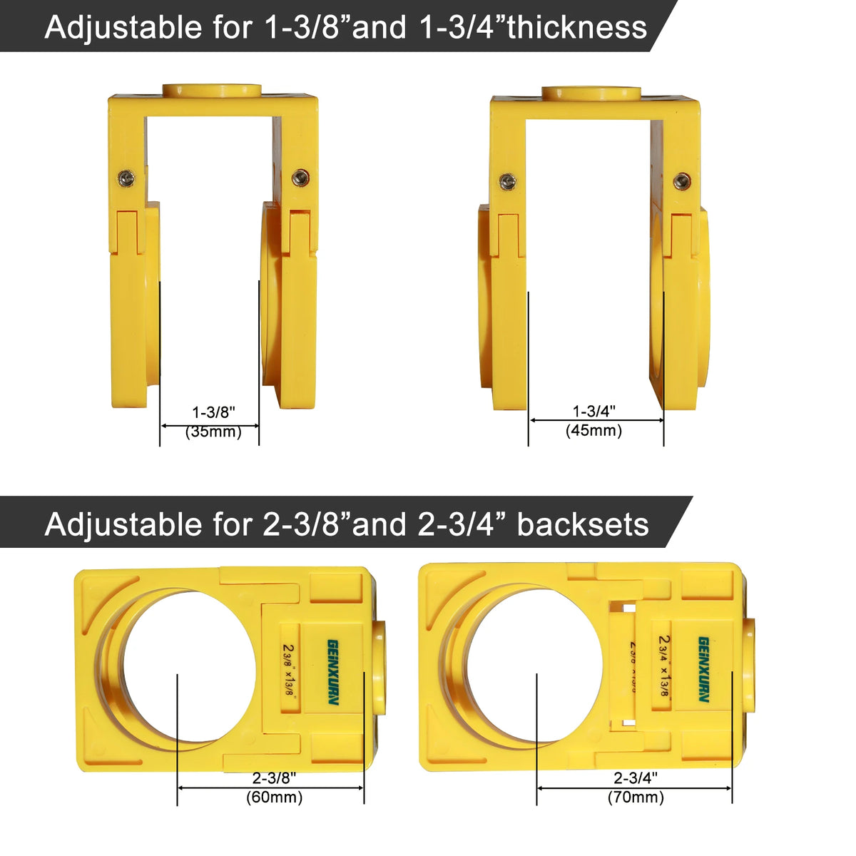 Door Lock Installation Kit - Carbon Steel Hole Saw Set with Guide Template for Door Knob & Lock Drilling