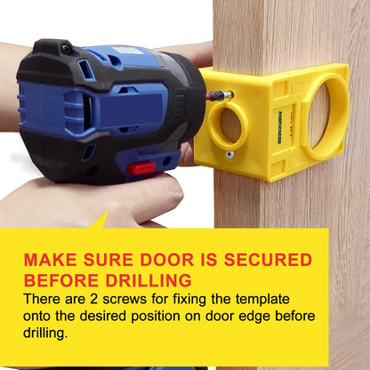 Door Lock Installation Kit - Carbon Steel Hole Saw Set with Guide Template for Door Knob & Lock Drilling