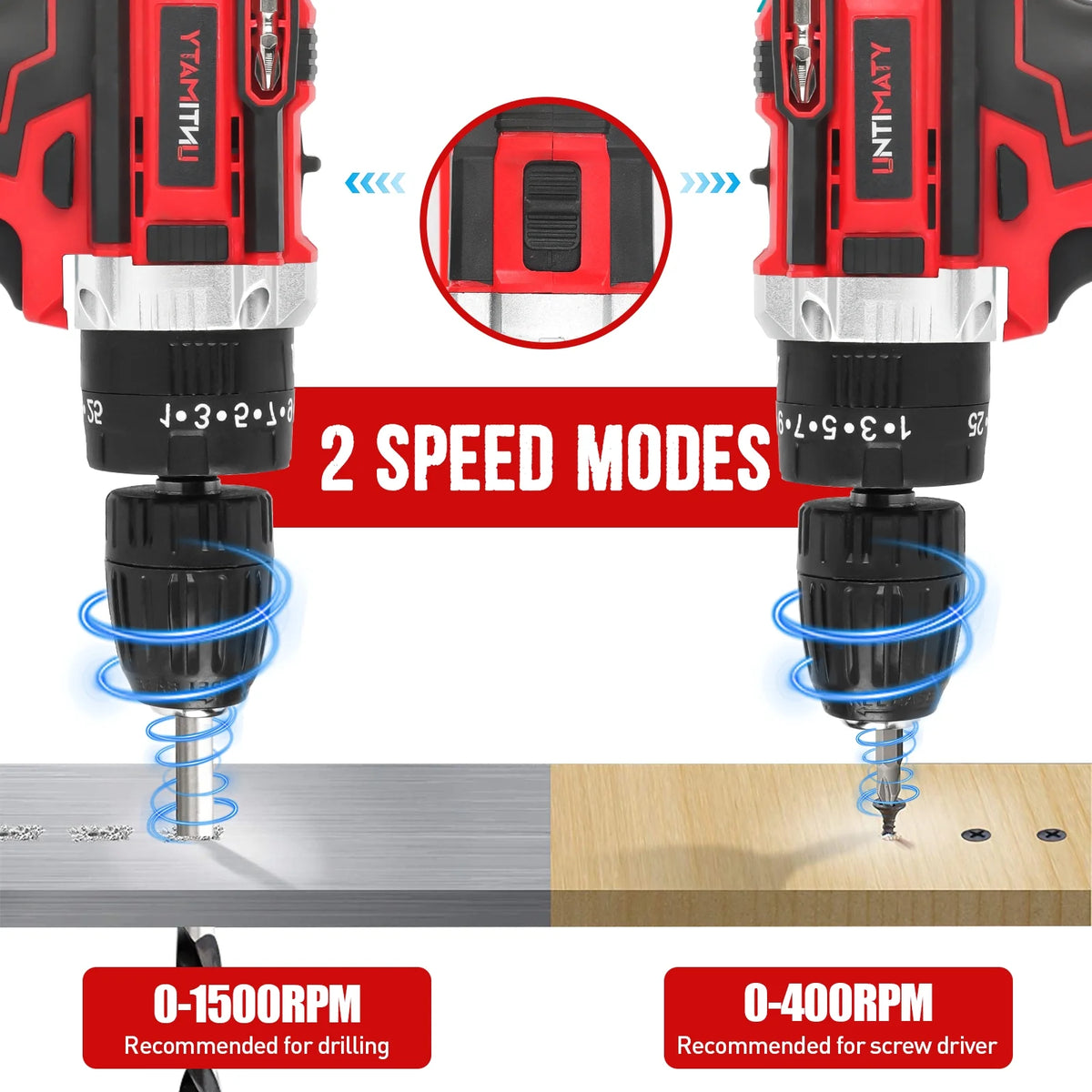 21V Cordless Power Drill Set, Power Drill Driver Kit with Lithium-Ion Battery and Charger, 3/8-Inch Keyless Chuck, 2 Variable Speed, 25+3 Position and 31Pcs Drill/Driver Bits, Red