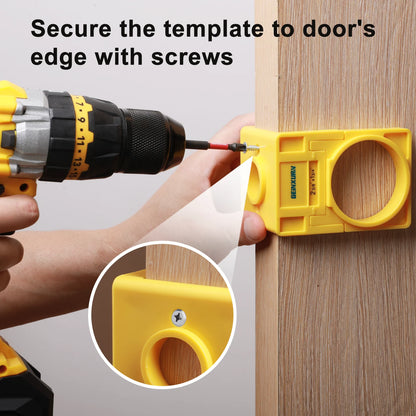 Door Lock Installation Kit - Carbon Steel Hole Saw Set with Guide Template for Door Knob & Lock Drilling